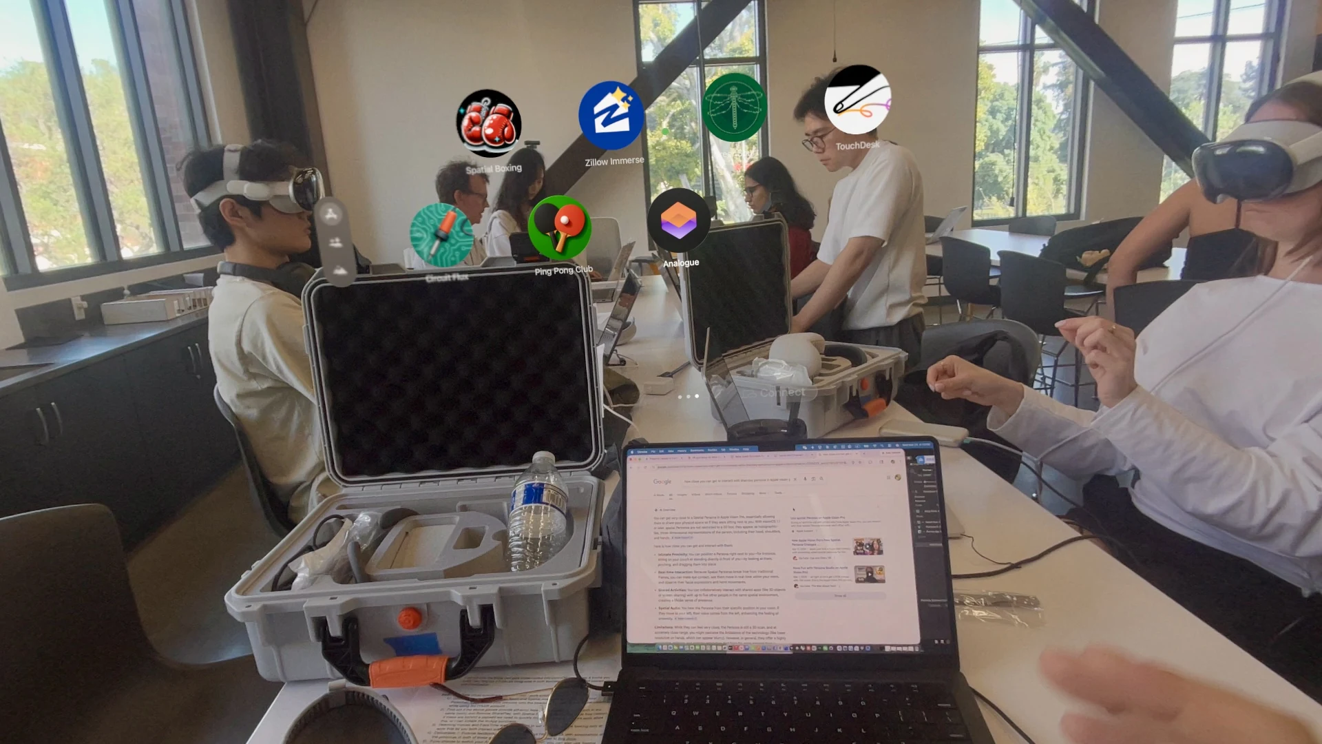 A passthrough view from Apple Vision Pro during the research workshop.