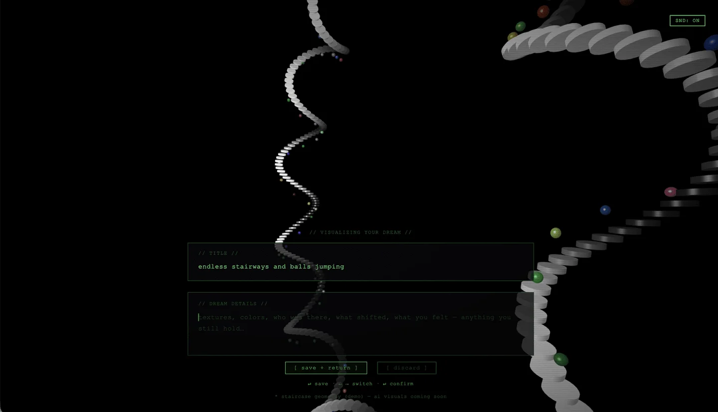 Dream entries are connected through an exploratory map.