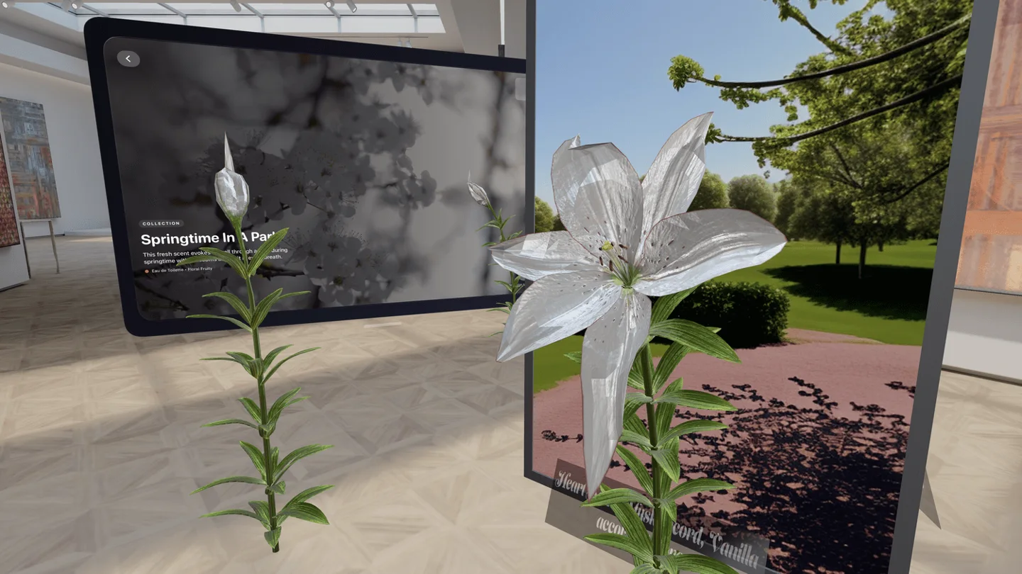 A blooming lily in the ScentSync mixed reality gallery
